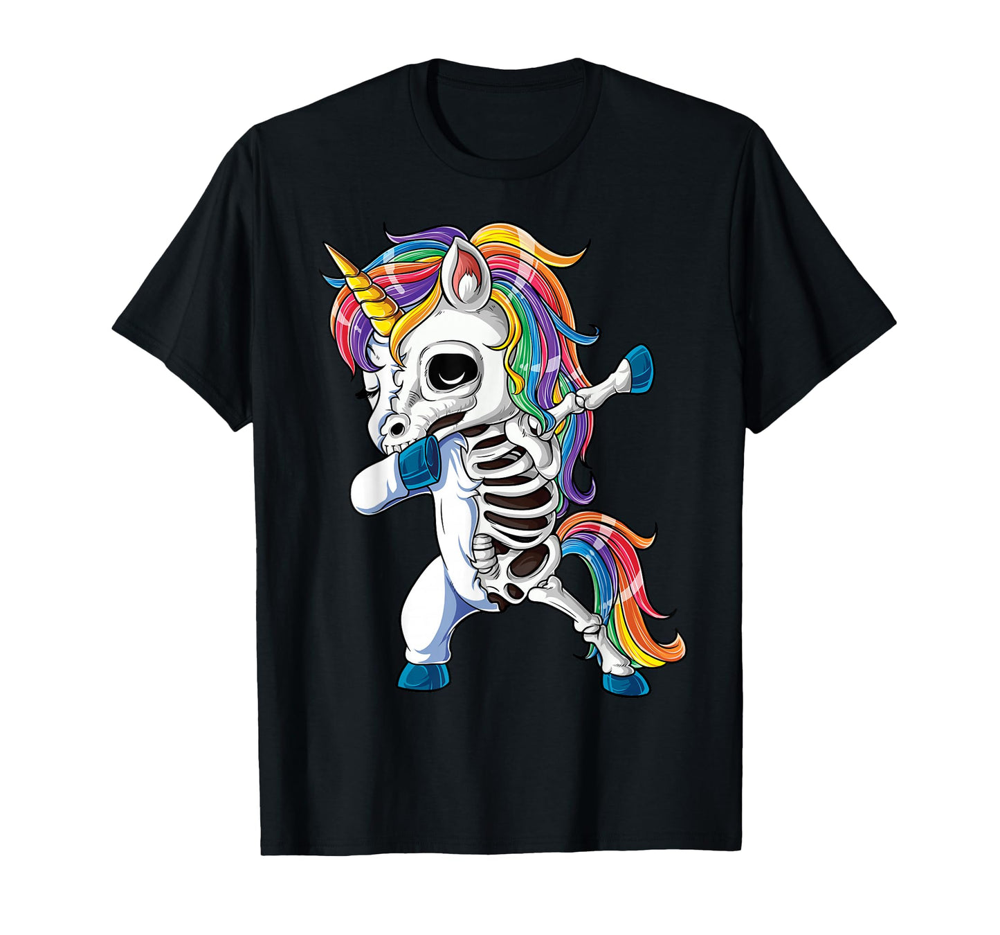 Dabbing Unicorn Skeleton Halloween Girls Boys Women Dab T-Shirt
