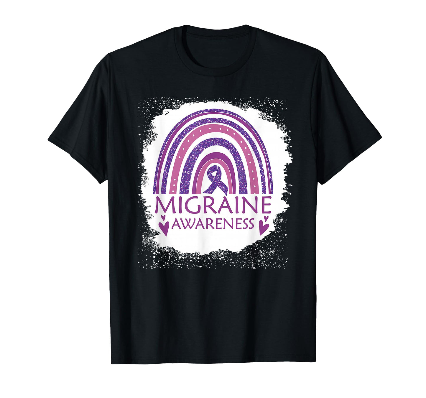 Migraine Awareness Bleached Rainbow Purple Ribbon Men T-Shirt