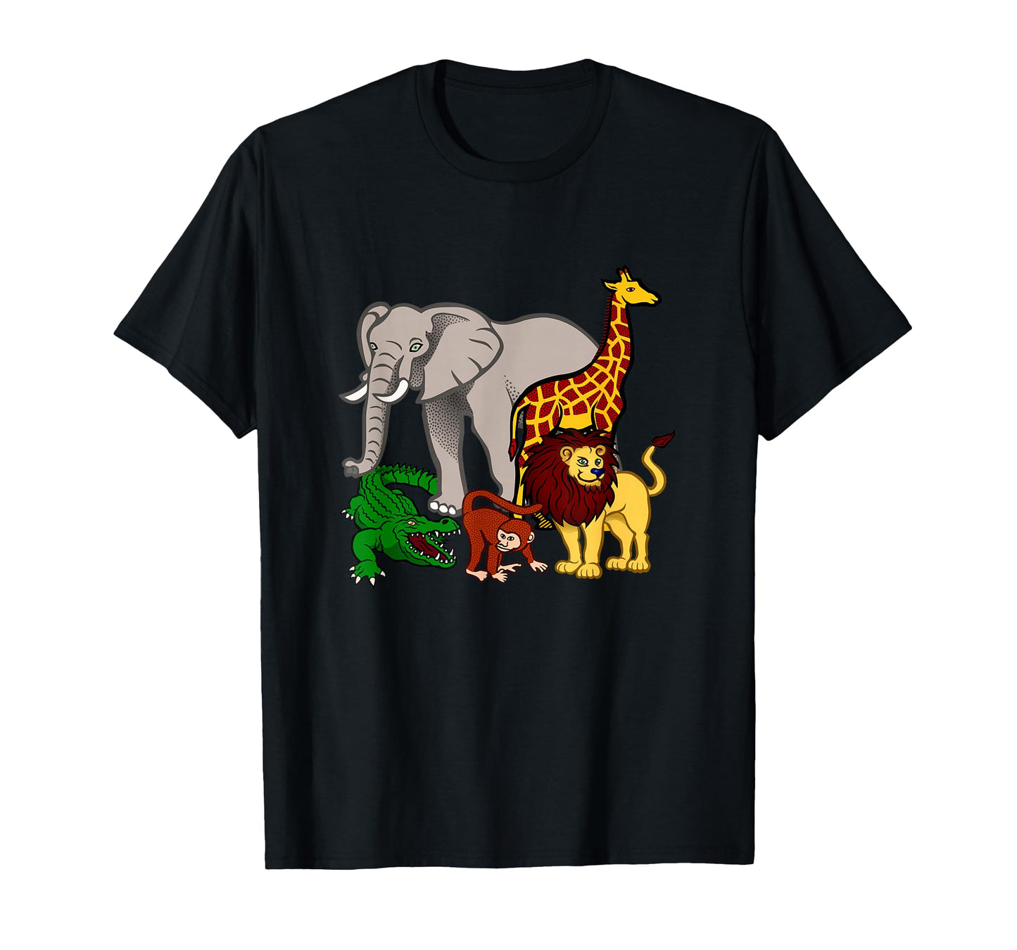 Kids Elephant T-Shirt Giraffe Boys Girls Lion Zoo Alligator T-Shirt
