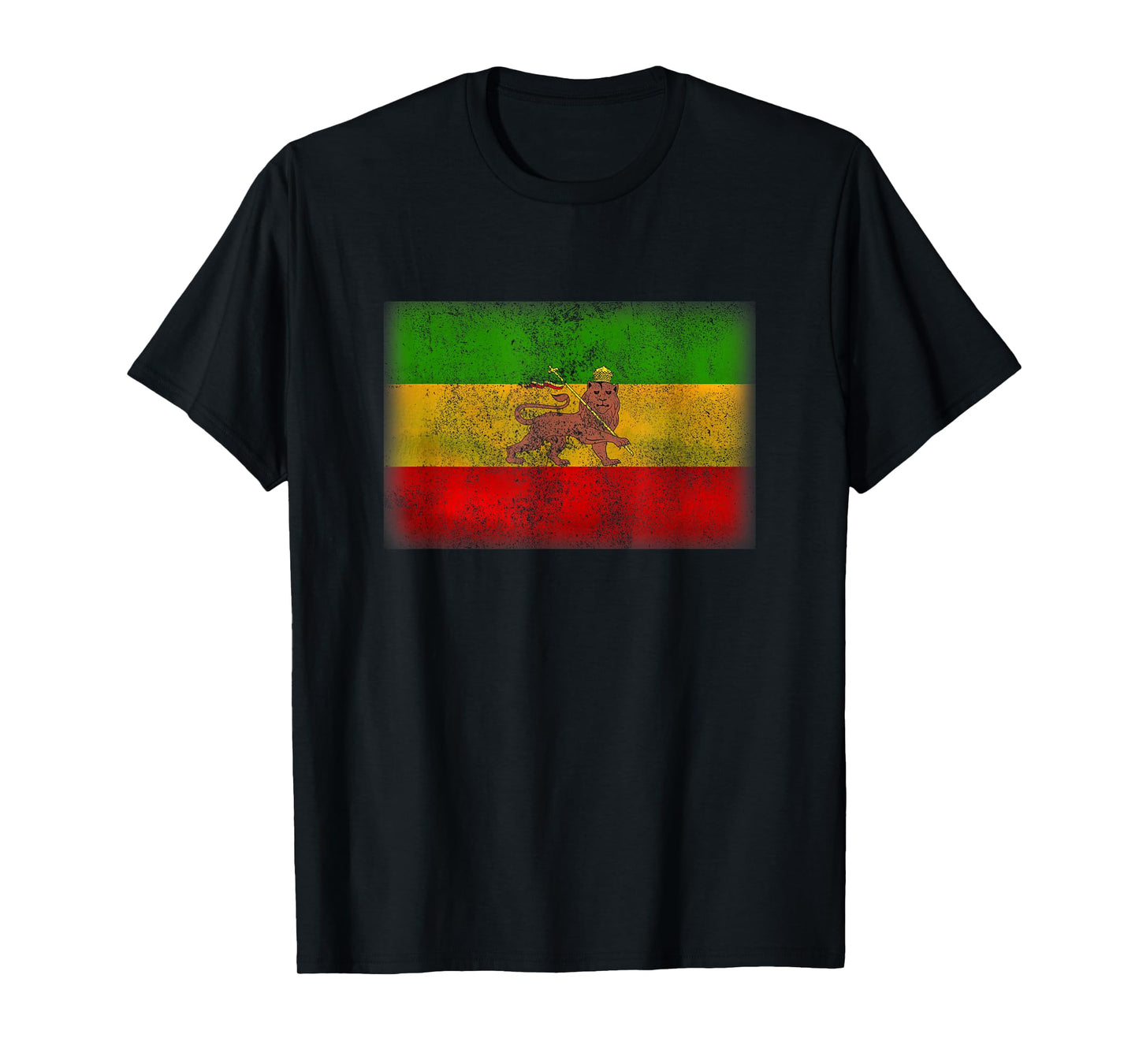 Old Ethiopia Flag Rastafari Shirt Vintage Lion of Judah Gift T-Shirt
