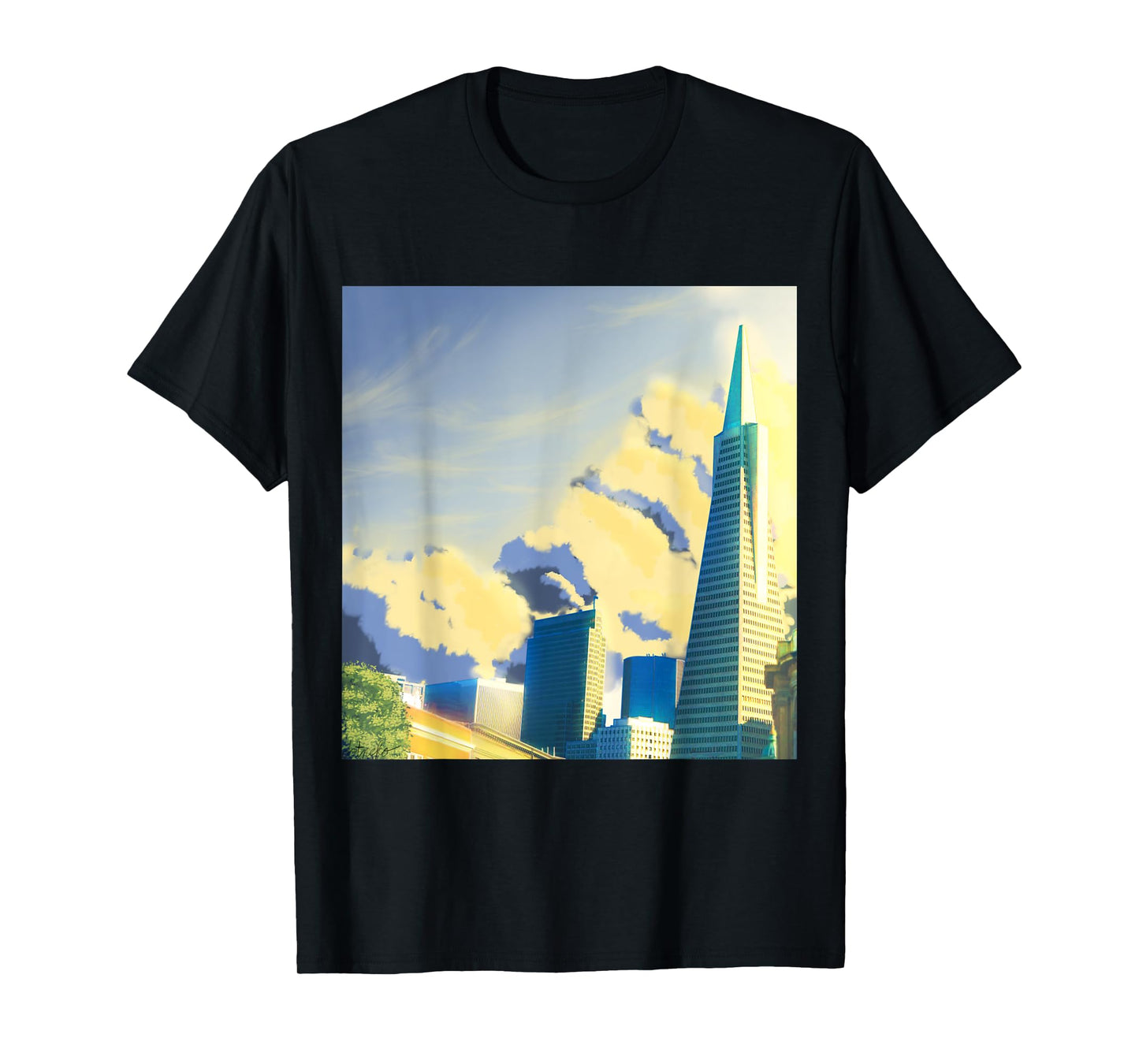 SF Transamerica Pyramid Scenery - Relaxing Anime Sunset T-Shirt