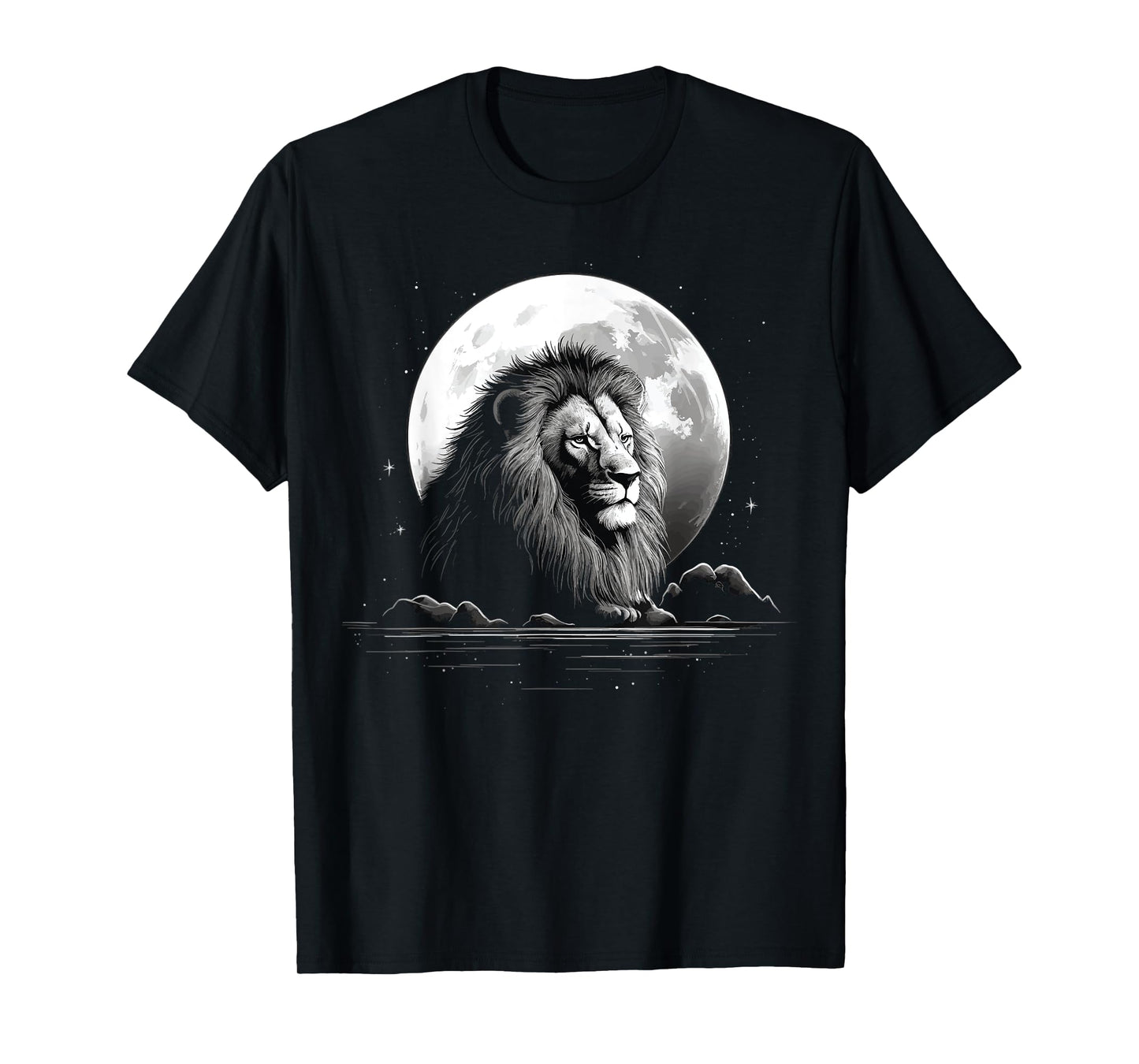 Lion face with moon art head for lover lions King of Animals T-Shirt
