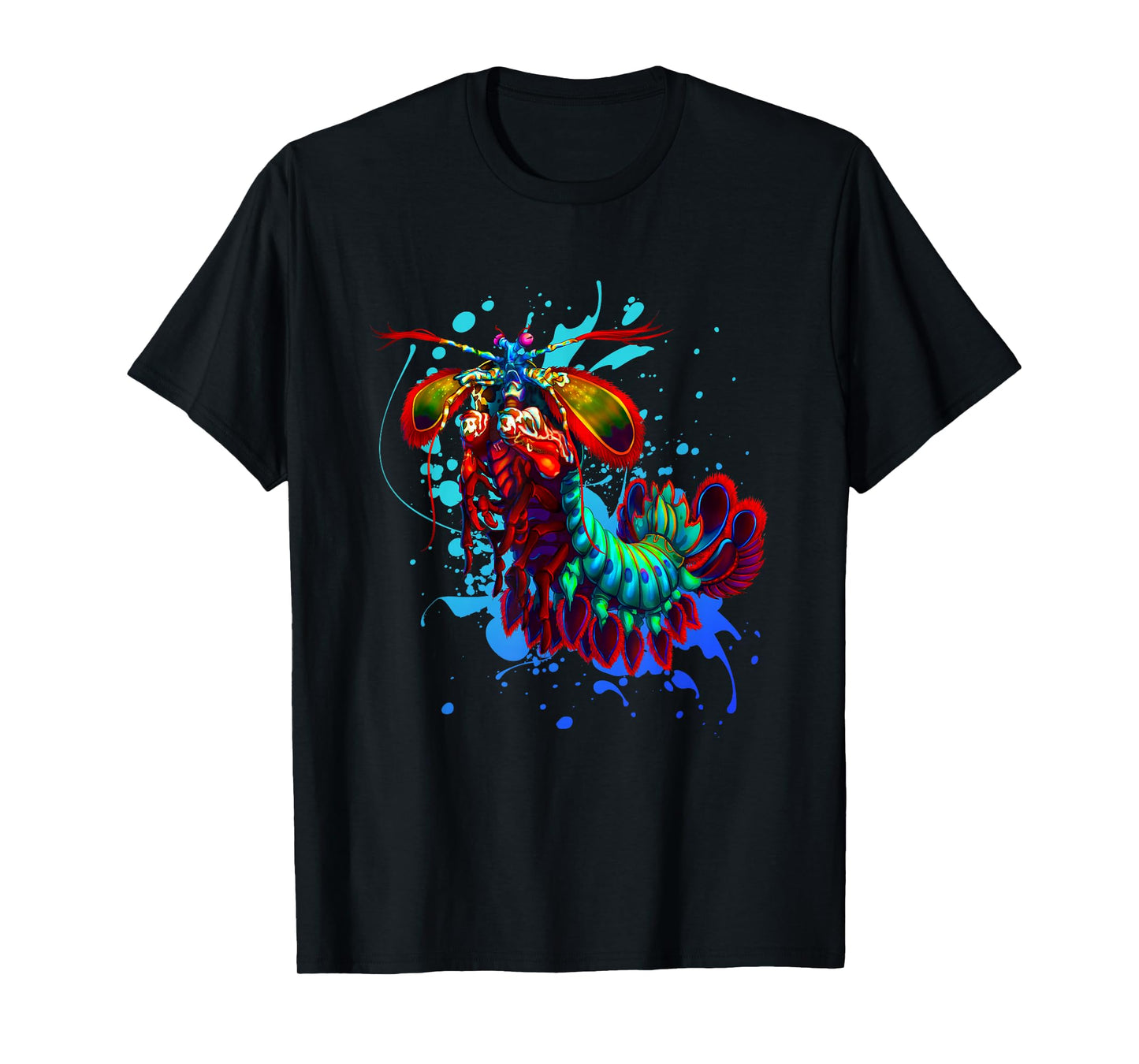 Rainbow Peacock Mantis Shrimp Blue Splash T-Shirt T-Shirt