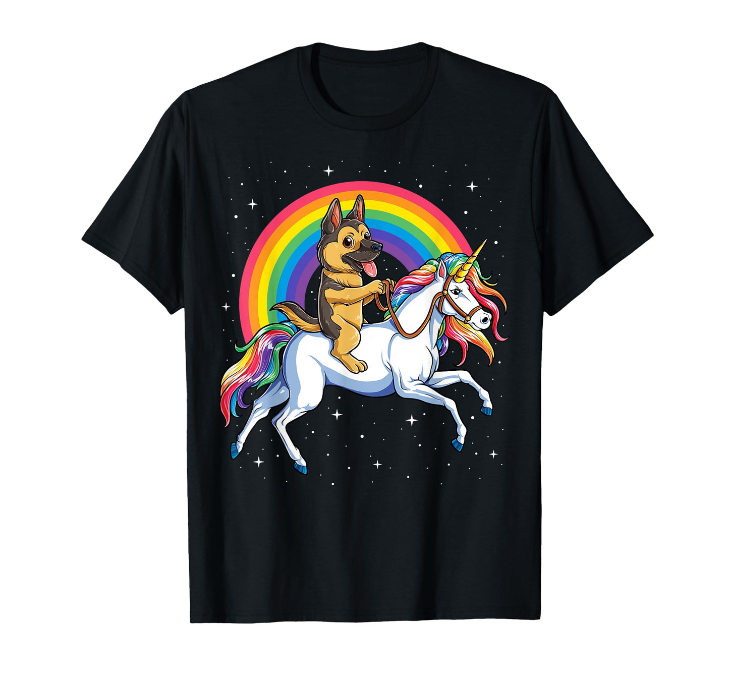 German Shepherd Unicorn T shirt Girls Space Galaxy Rainbow T-Shirt