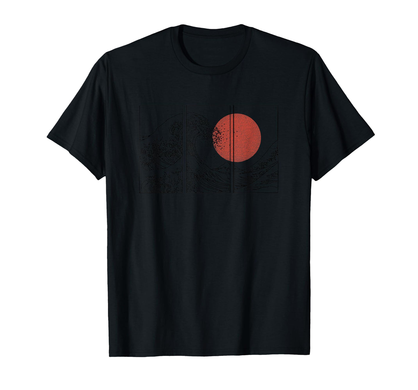 Retro Japanese Japan Flag Great Wave Outline Graphic T-Shirt