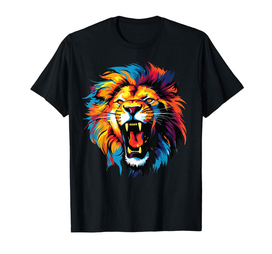 colorful lion head art for lover lions King African animals T-Shirt