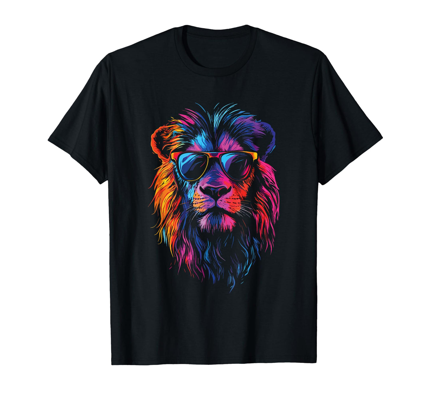 Colorful Lion with Sunglasses Bold King of The Jungle T-Shirt