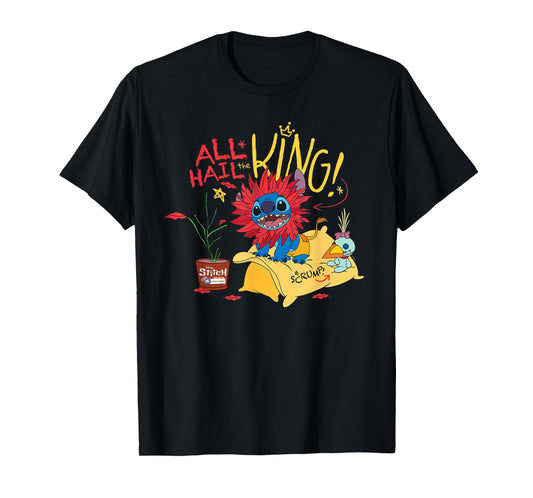Disney 100 Stitch in Costume The Lion King All Hail The King T-Shirt