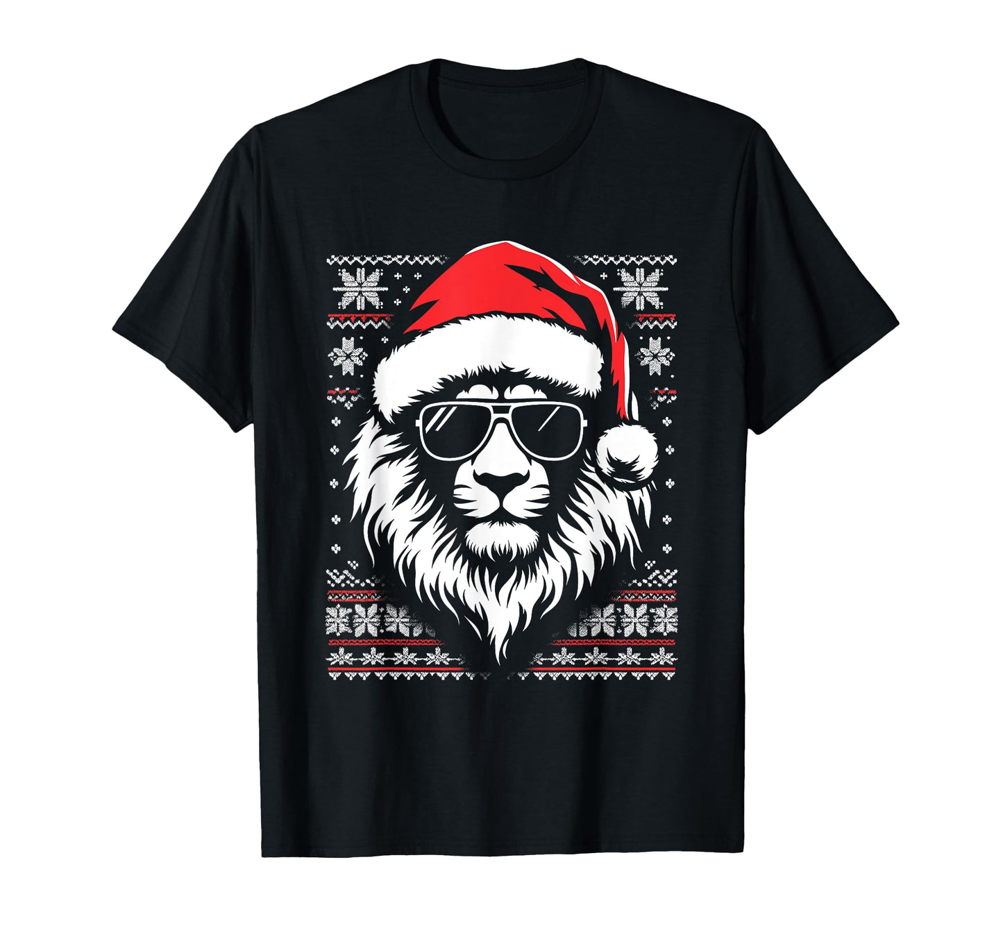 Lion King Santa Hat - Vintage Lion Xmas Ugly Christmas T-Shirt