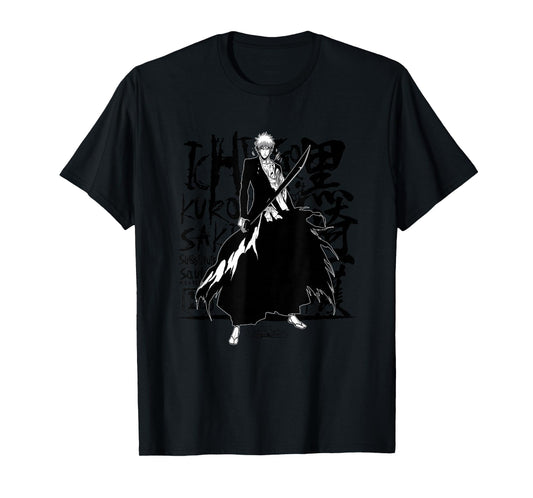 Bleach Ichigo Anime T-Shirt, Unisex-Adults, Grey, Small, Short Sleeve, Cotton, Classic Fit, Unique Bleach Ichigo Design