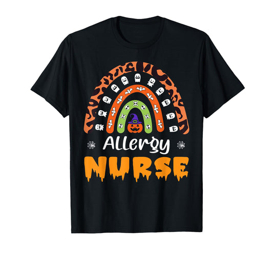 Allergy Nurse Leopard Rainbow Halloween Costume T-Shirt