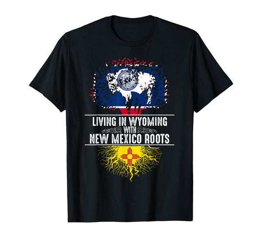 Wyoming Home New Mexico Roots State Tree Flag Gift T-Shirt