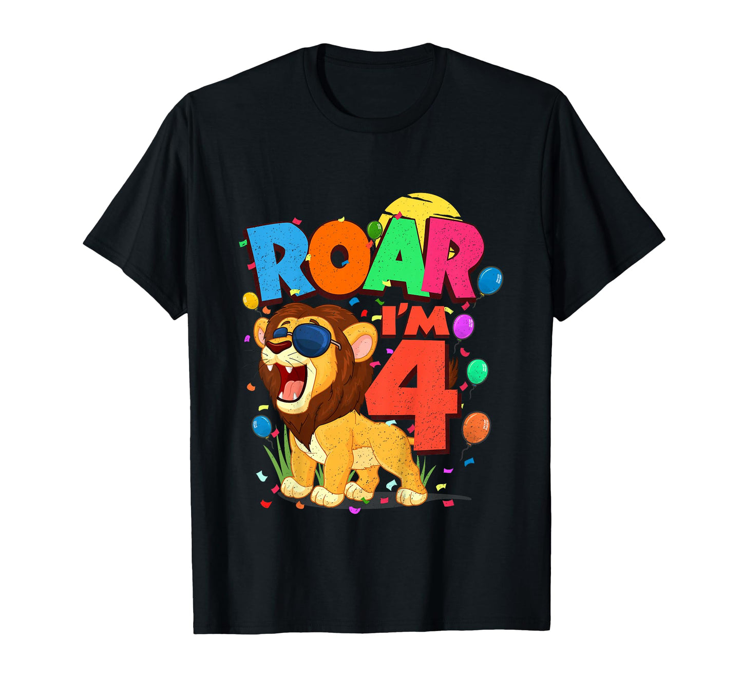 4th Birthday Roar I'm 4 Year Old Shirt Boys Lion Safari Gift T-Shirt