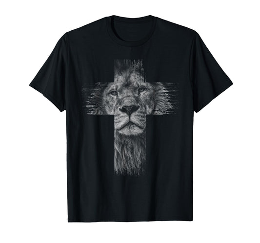 Christian Jesus Lion of Tribe Judah Cross Gift for Men Women T-Shirt