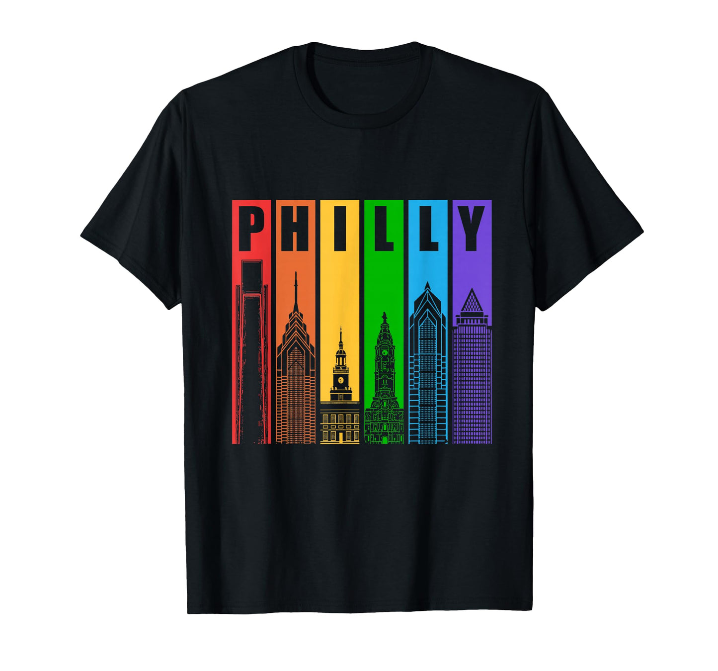 Philly Gay Pride LGBT Philadelphia Skyline Rainbow Flag T-Shirt