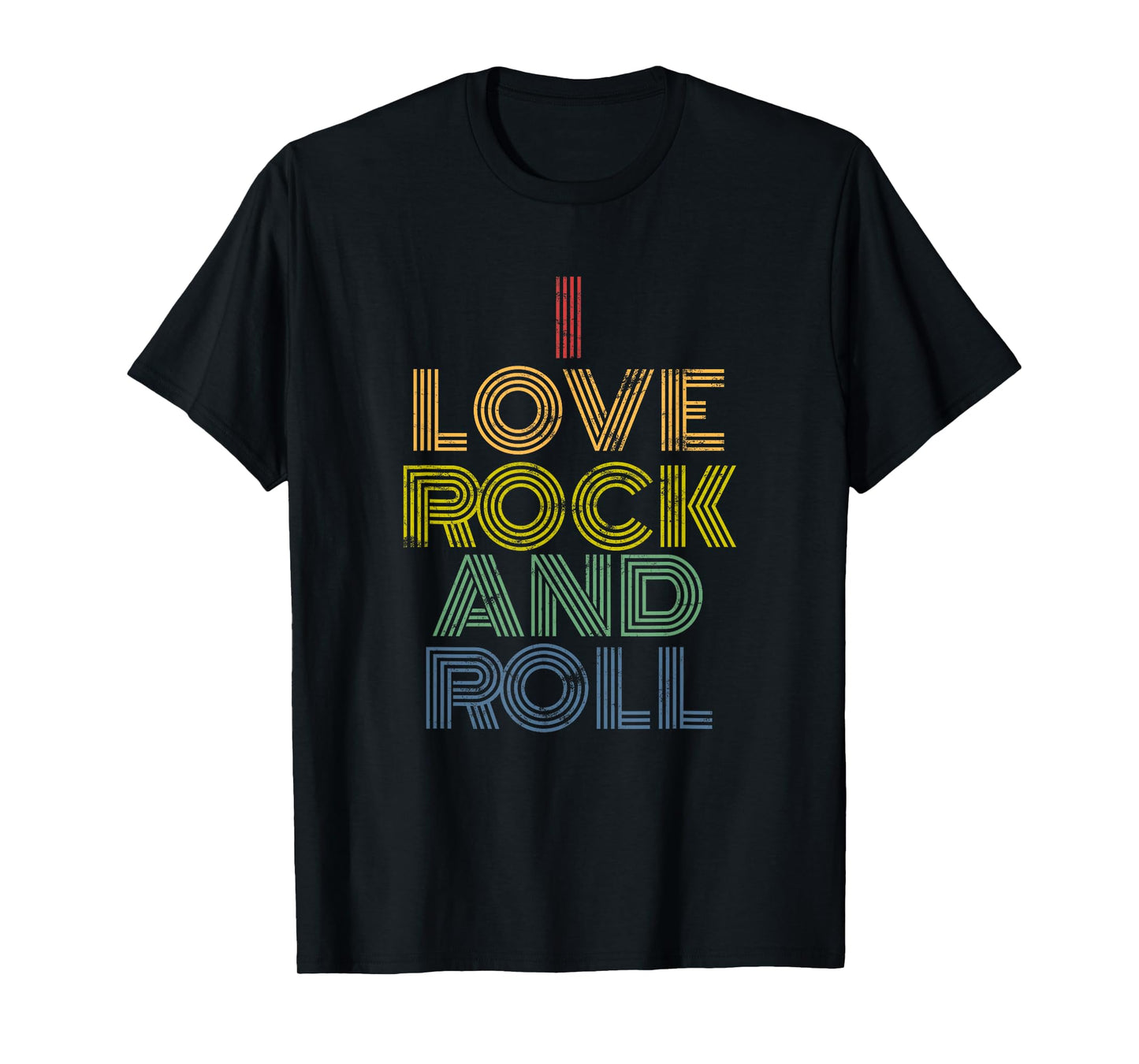 I Love Rock and Roll T-Shirt Distressed Rainbow 70s tee T-Shirt