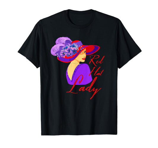 Red Hat Elegant Lady Vintage Style T-Shirt