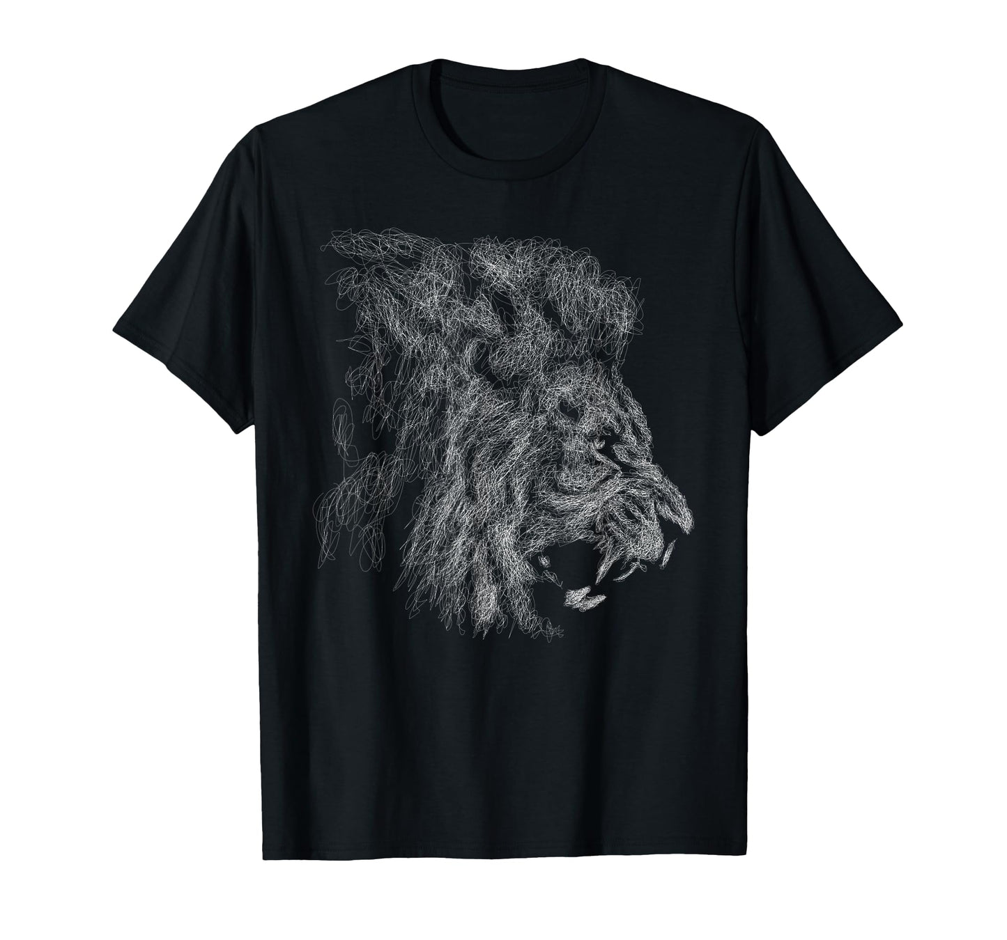 Lion Roar scribble black art for lover lions King of Animals T-Shirt