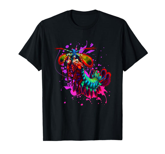 Rainbow Peacock Mantis Shrimp Purple Splash T-Shirt T-Shirt