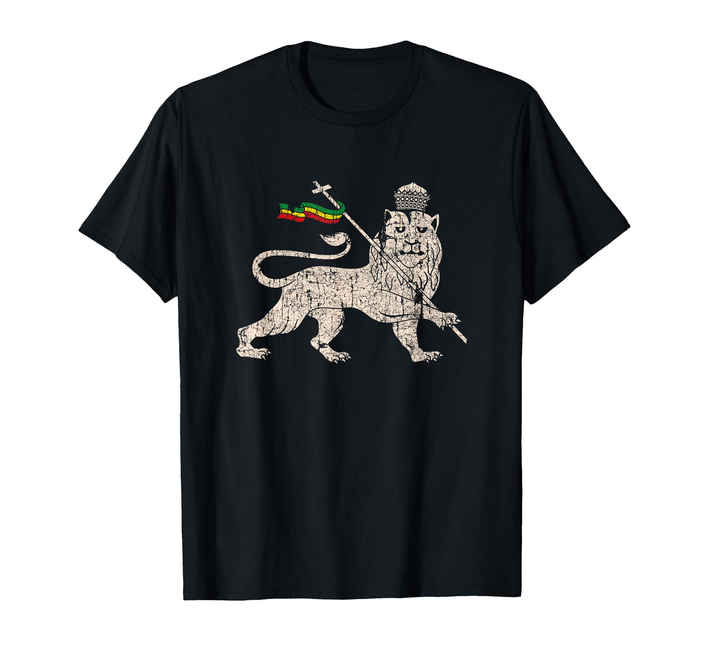 Vintage Rastafari Lion of Judah Rasta Ethiopia Flag T-Shirt