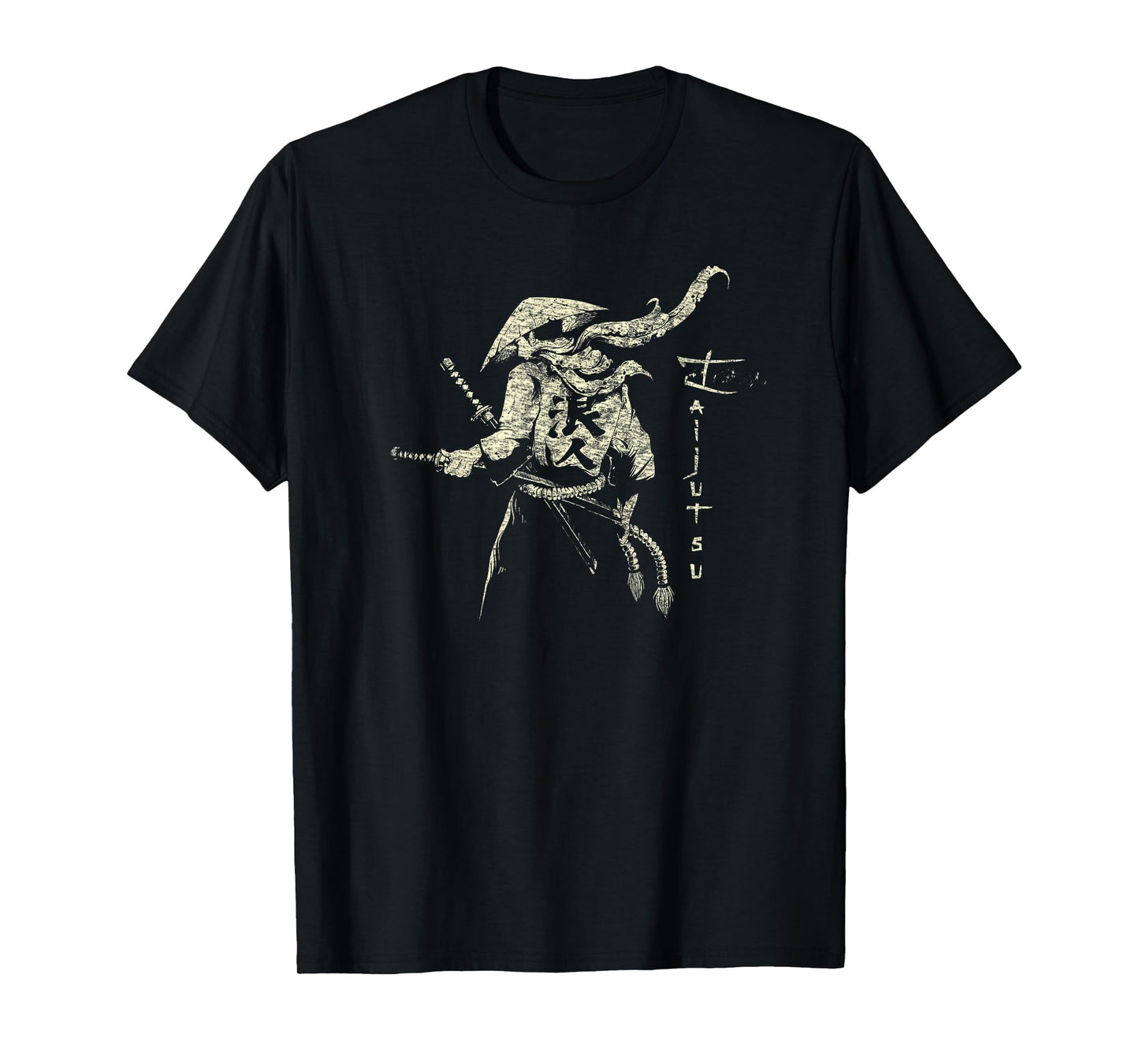 Japanese Samurai Ronin Iaijutsu Iaido Kenjutsu Distressed T-Shirt