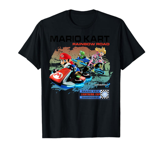 Nintendo Mario Kart Rainbow Road Watercolor Graphic T-Shirt T-Shirt