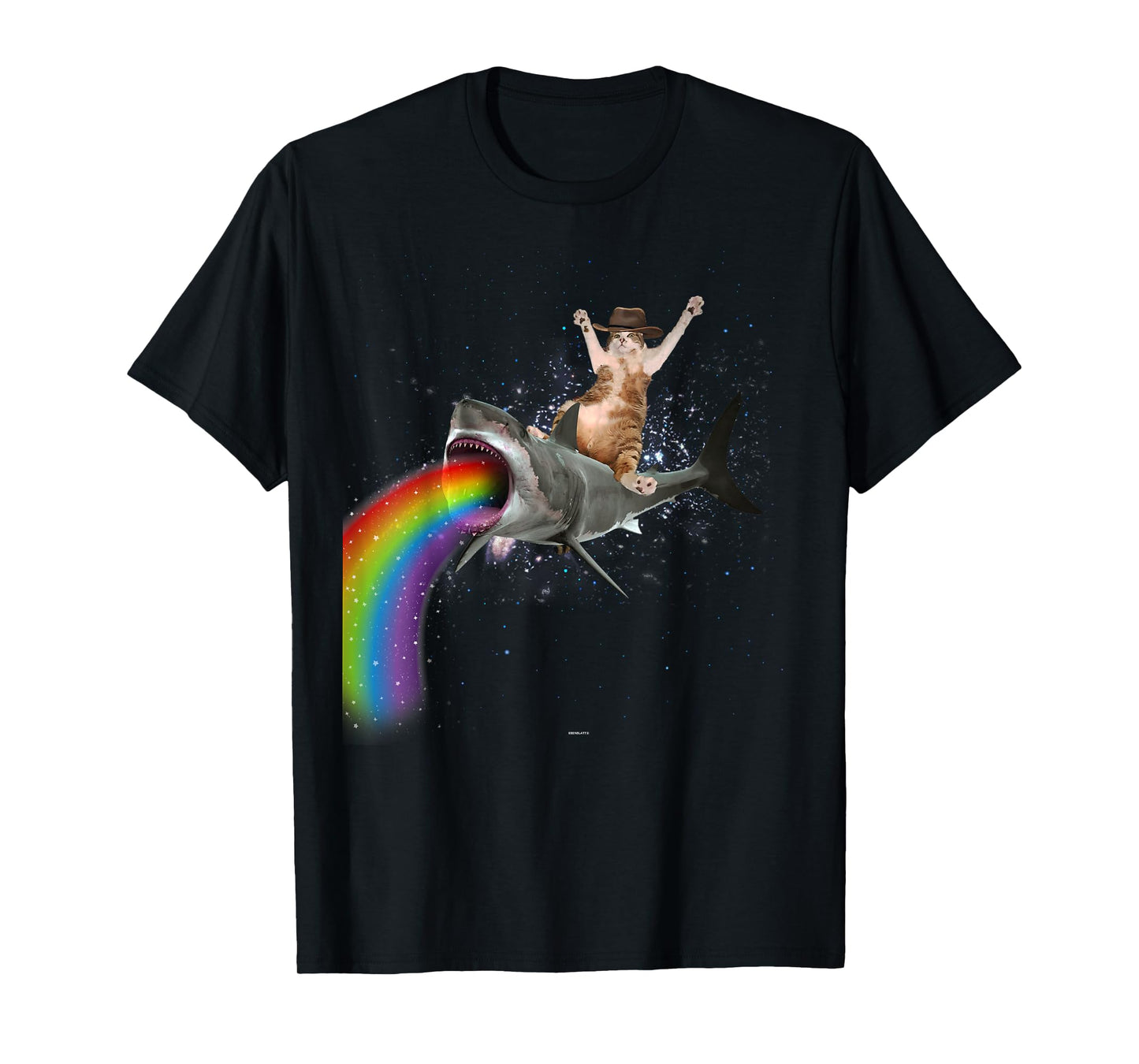 Funny Cat Rides a Rainbow Shark Shirt