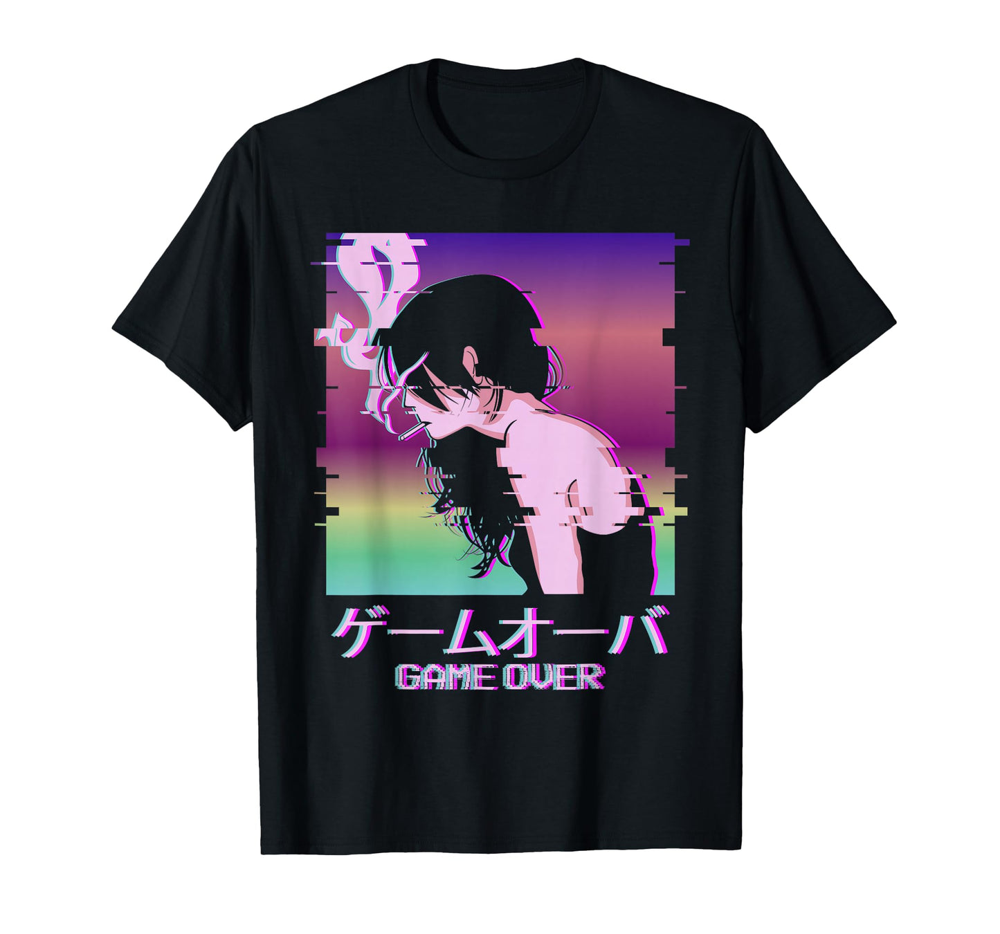 Vaporwave Anime Girl Indie Old Aesthetic Sad Anime Girl T-Shirt