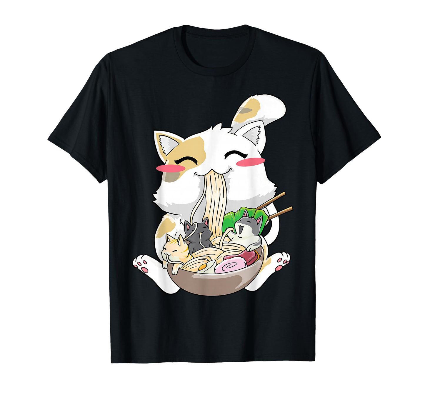 Kawaii Anime Cat Ramen Japanese Neko T-Shirt