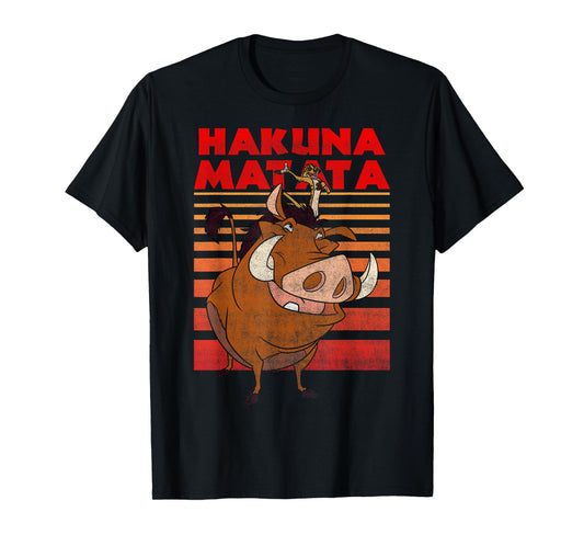 Disney Lion King Timon Pumbaa Hakuna Matata Stripes T-Shirt T-Shirt