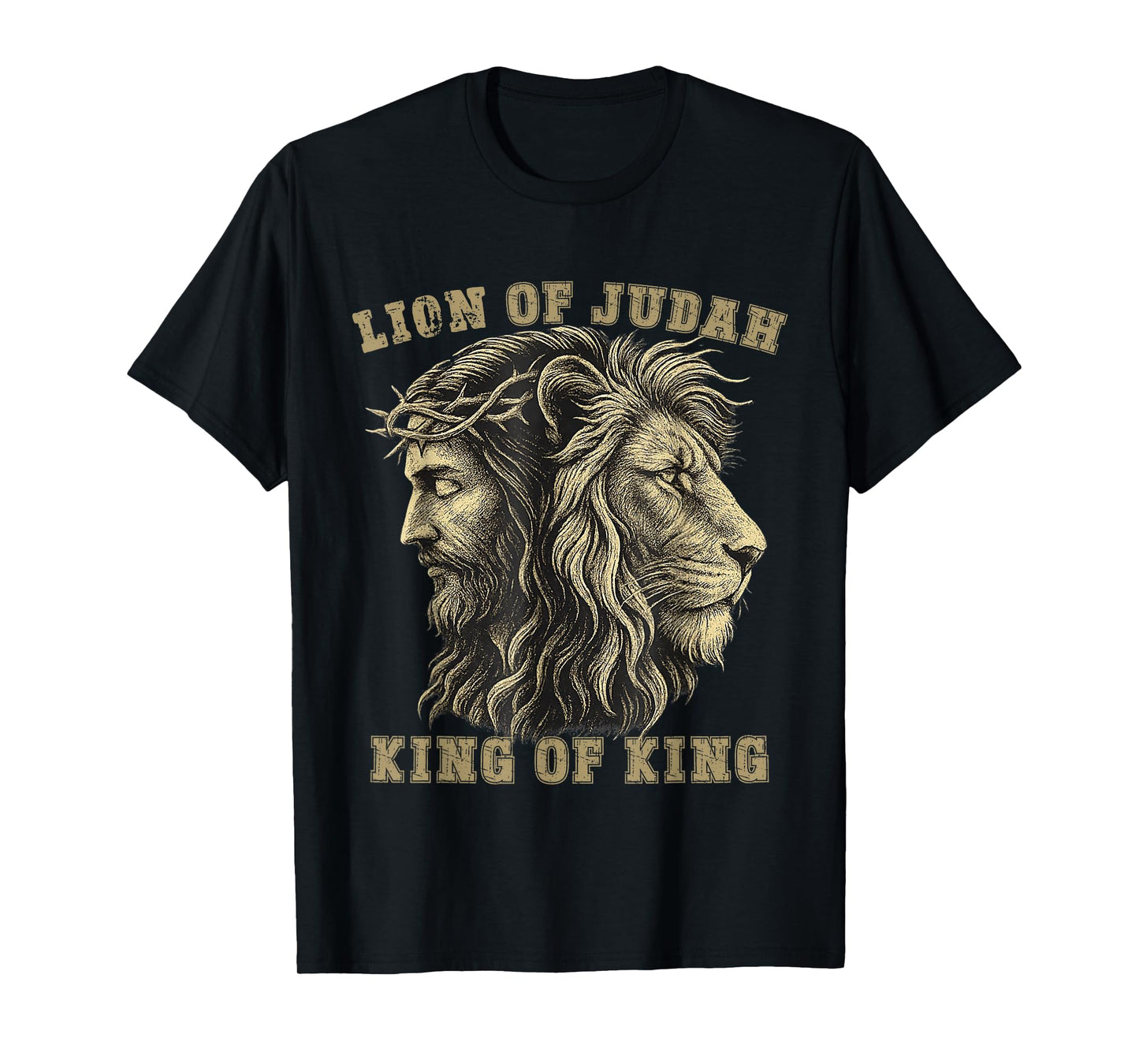 Lion of Judah Jesus Crown of Thorns Christian Faith Design T-Shirt