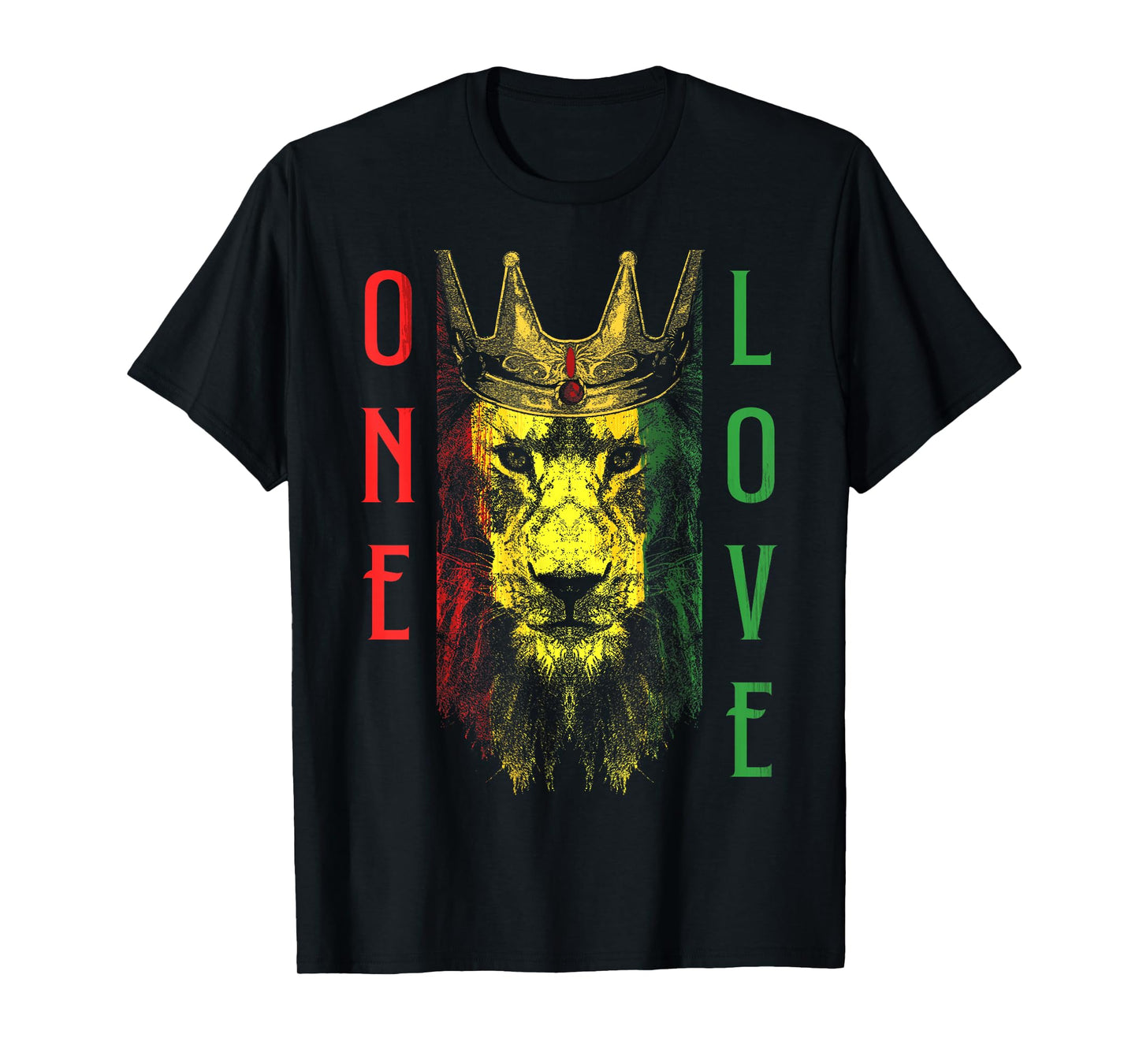 One Love Rasta Lion Jamaican Pride Reggae African T-Shirt Small