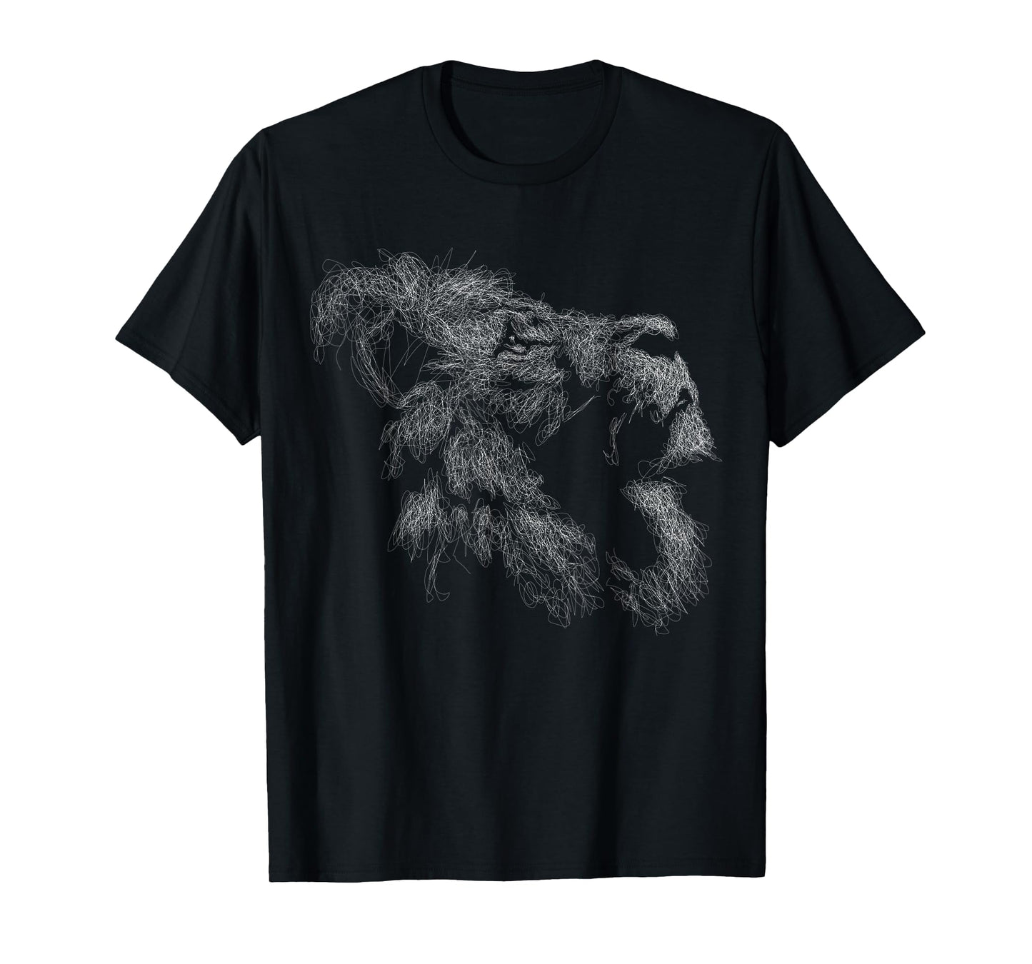 Lion head scribble black art for lover lions King of Animals T-Shirt