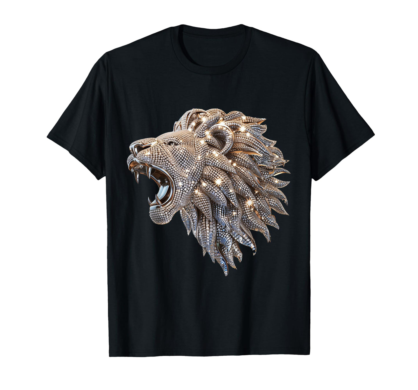 3D Lion Abstract Art Diamonds Roaring King of the Jungle T-Shirt
