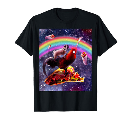 Space Pug Riding Chicken Unicorn - Taco & Burrito T-Shirt