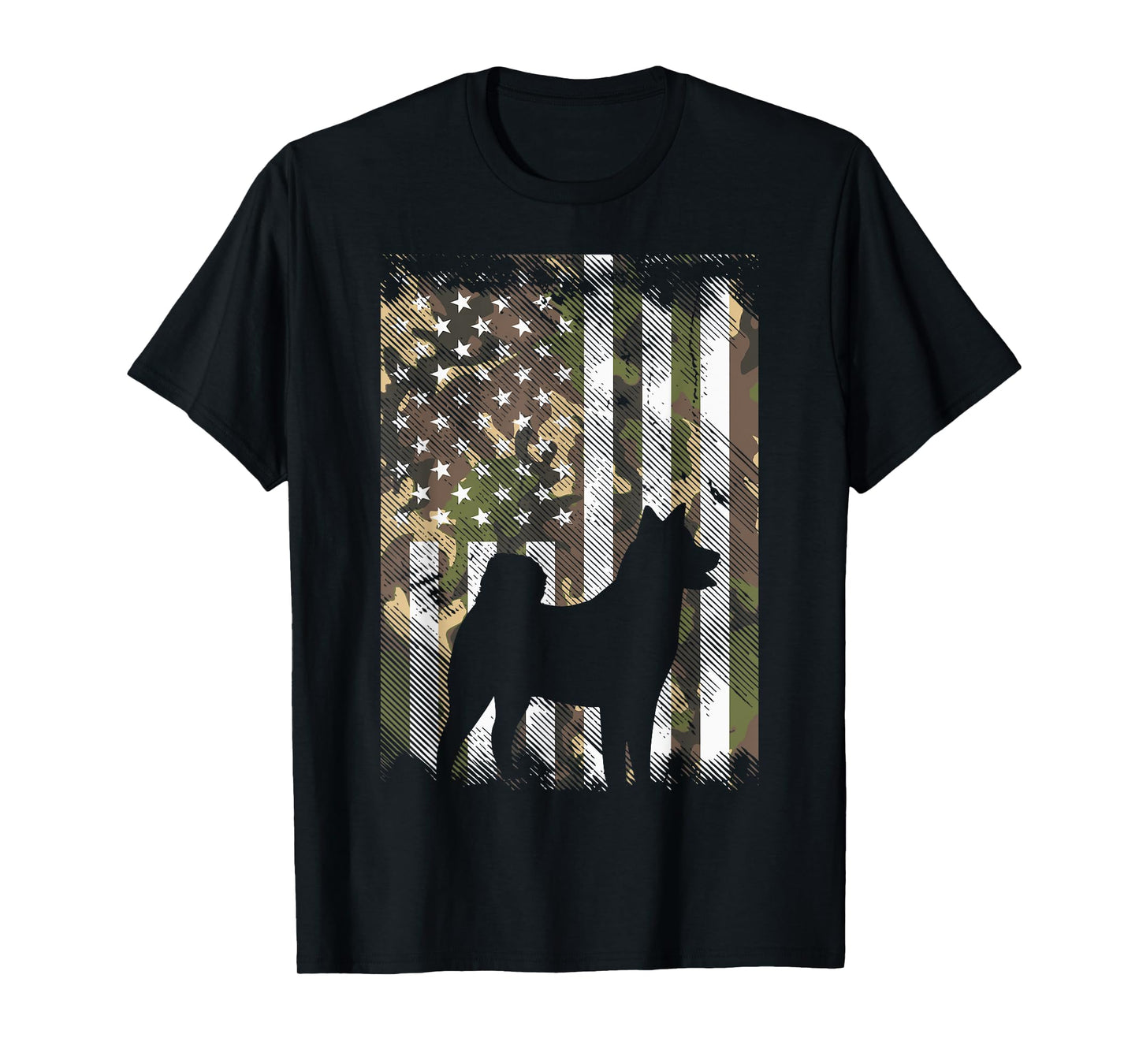 Camo US Flag Shiba Inu Akita Pet Japanese Dog Patriotic Gift T-Shirt for Women Kids Men