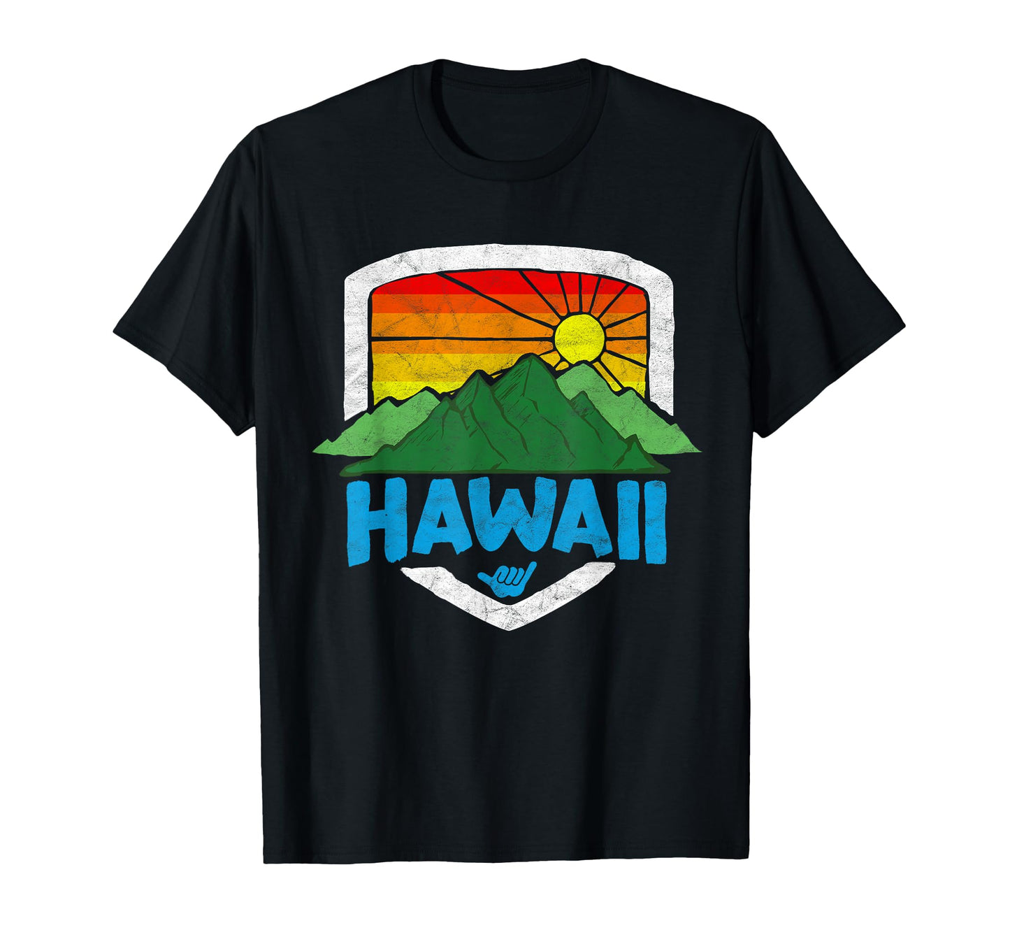 Vintage Hawaii Graphic Retro Rainbow Sun 80's Design T-Shirt