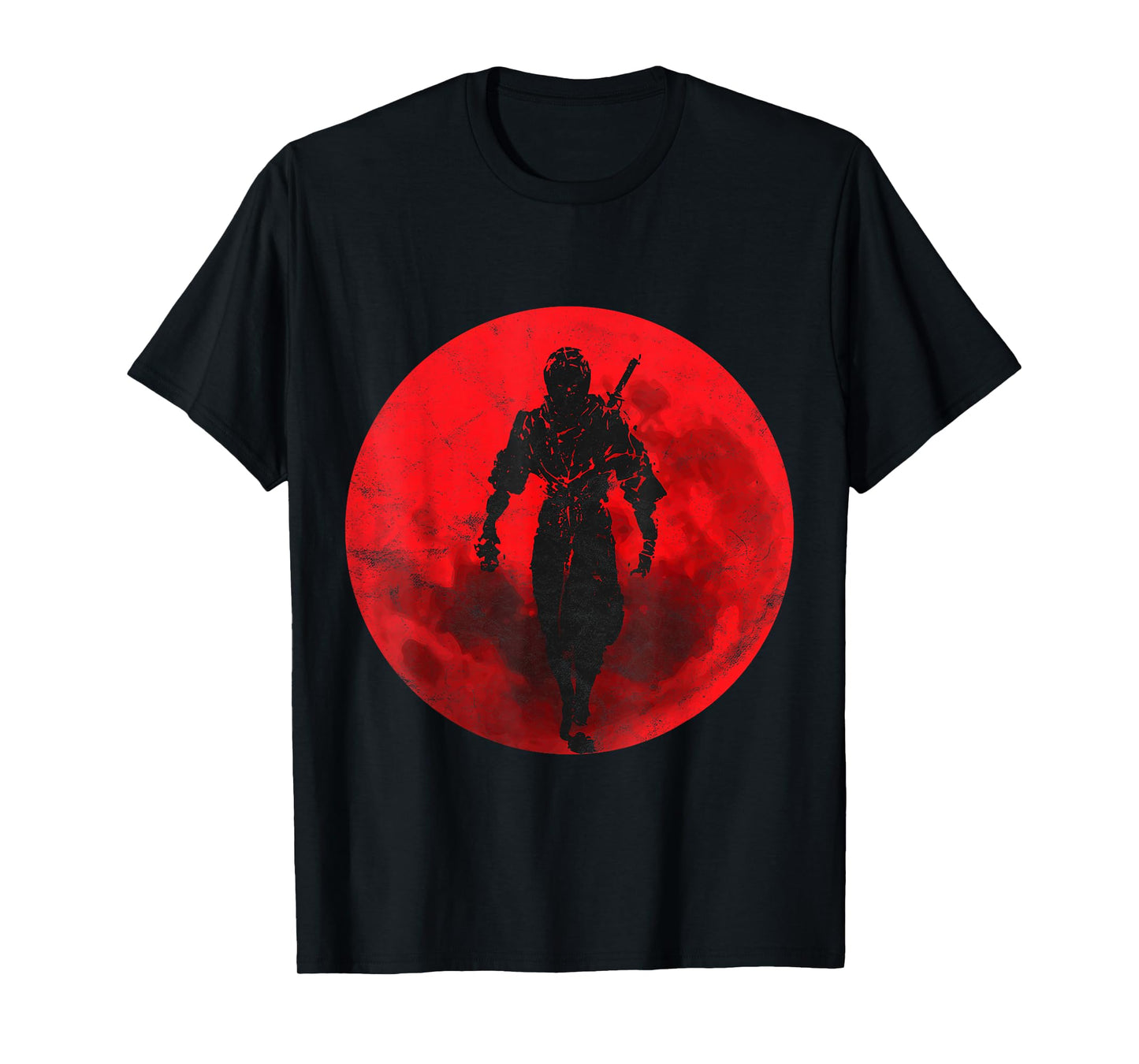Ninja Figher Red Moon Japan Sword Samurai Warrior T-Shirt