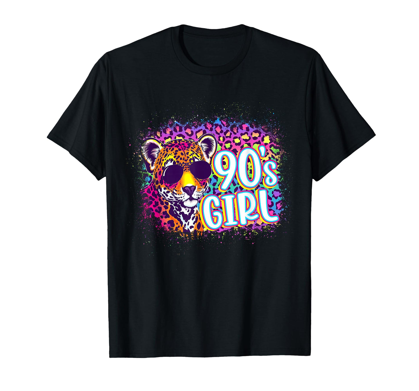 90's Girl Birthday Party Rainbow Leopard Print 1990s Women T-Shirt