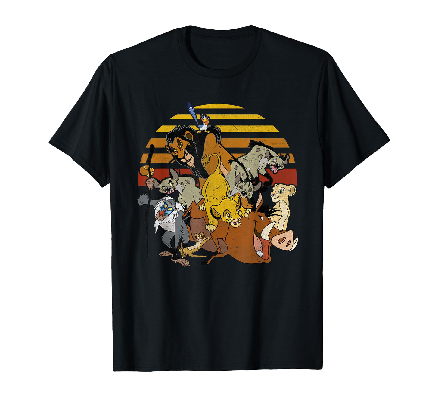 Disney Lion King Group Retro Stripe Sunset Vintage T-Shirt T-Shirt