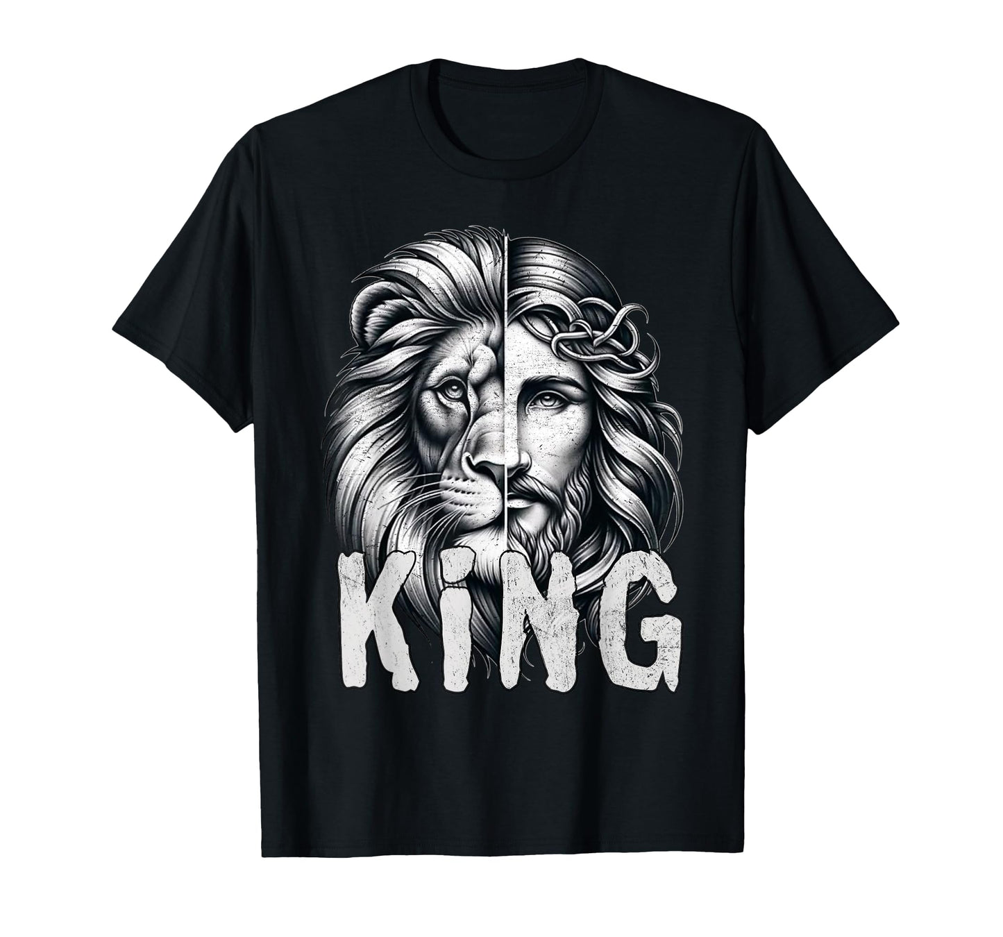 Lion and Jesus King Christian Faith Design T-Shirt