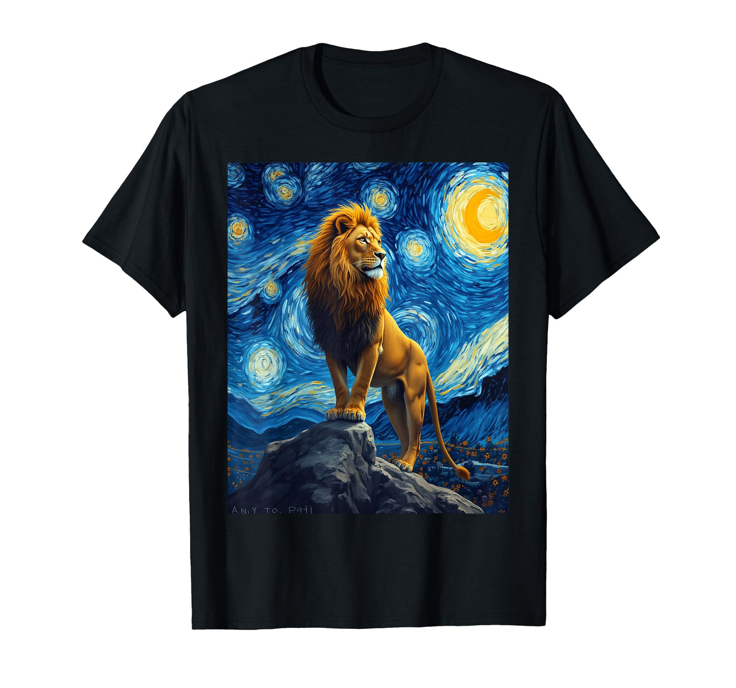 Van Gogh's Starry Night Lion King Jungle Animal T-Shirt
