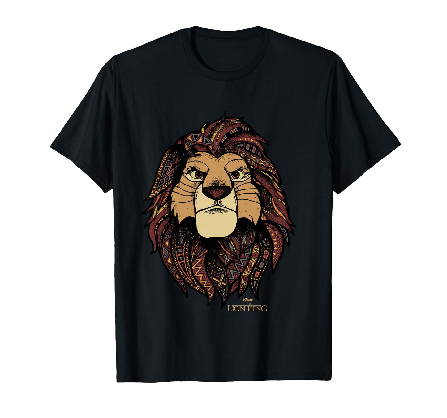 Disney Lion King Simba Ornate Geometric Pattern Portrait Long Sleeve T-Shirt